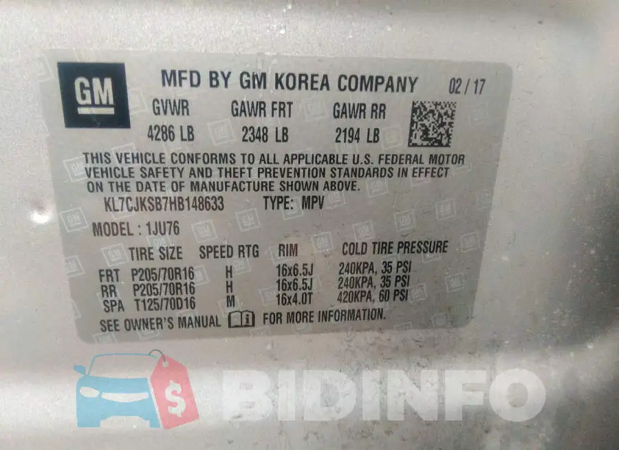 KL7CJKSB7HB148633 Photo# 9