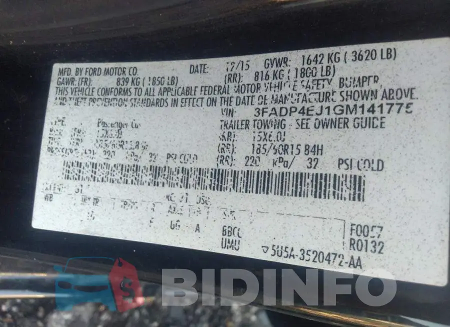 3FADP4EJ1GM141775 Photo# 9