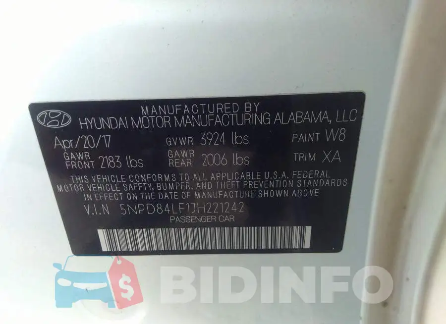 5NPD84LF1JH221242 Photo# 9