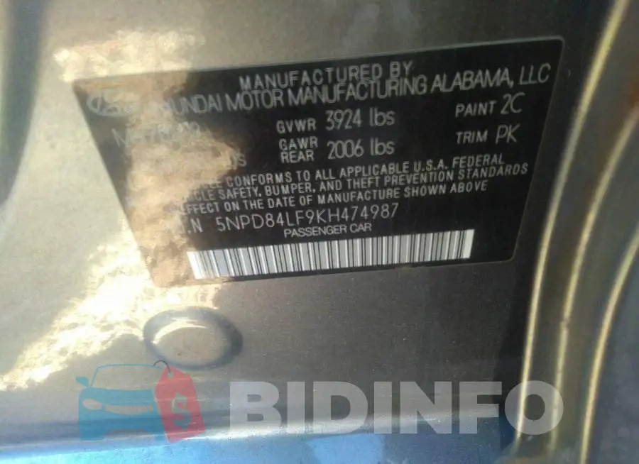 5NPD84LF9KH474987 Photo# 9