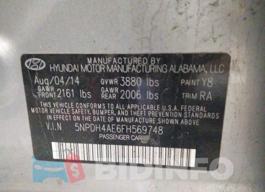 5NPDH4AE6FH569748 Photo# 9
