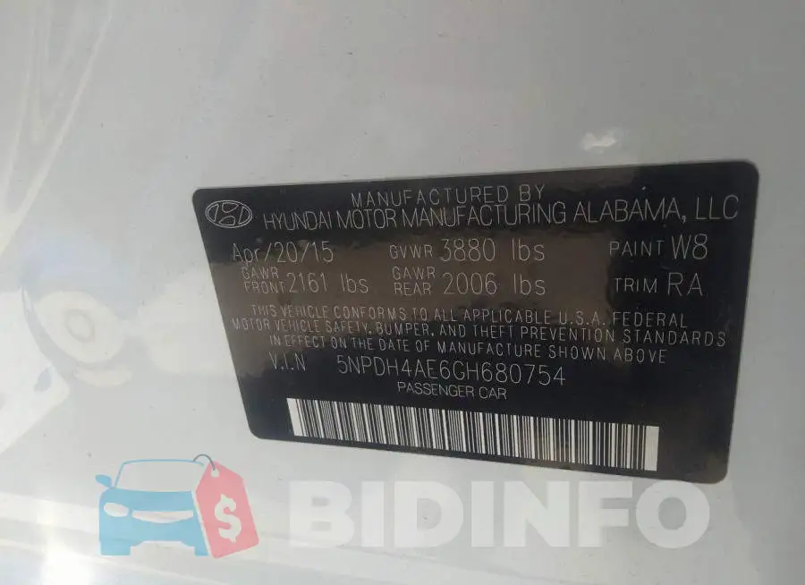 5NPDH4AE6GH680754 Photo# 9