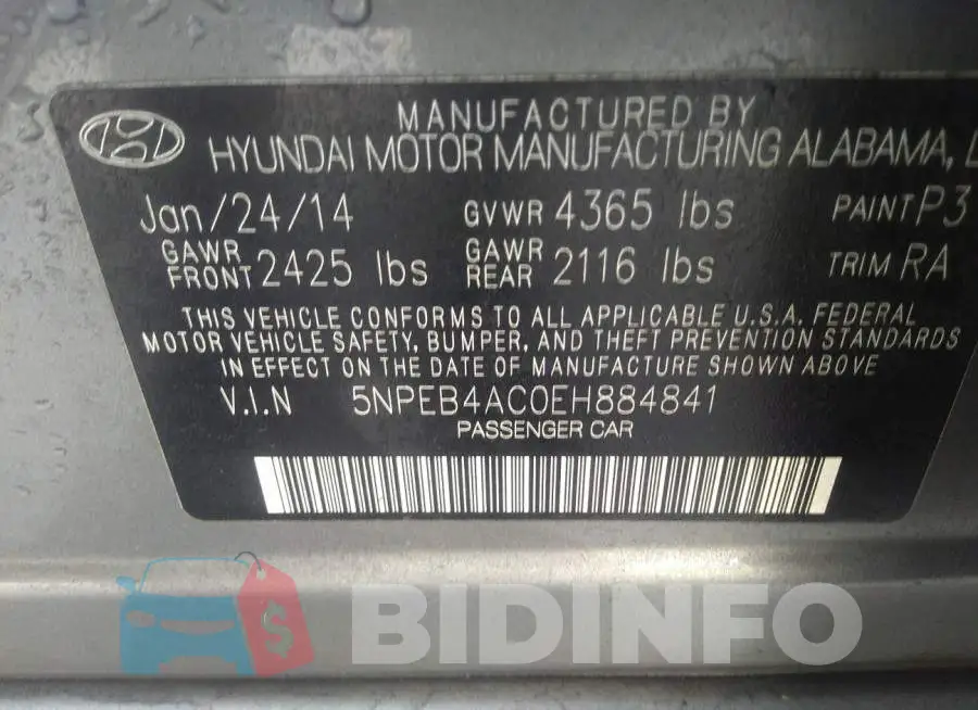 5NPEB4AC0EH884841 Photo# 9