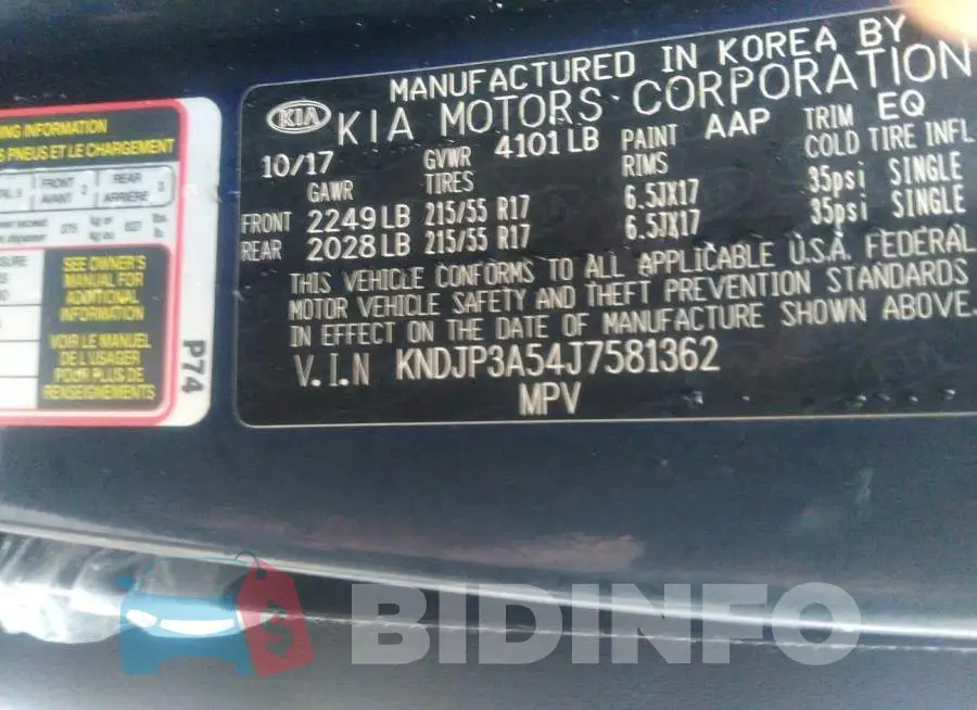 KNDJP3A54J7581362 Photo# 9