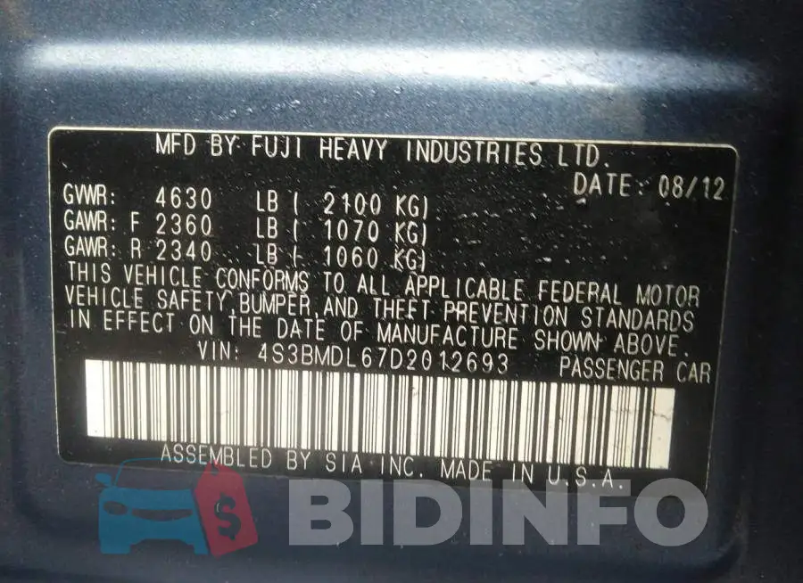 4S3BMDL67D2012693 Photo# 9