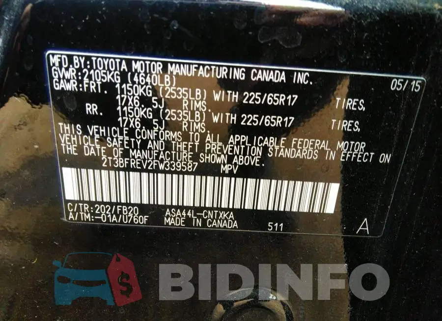 2T3BFREV2FW339587 Photo# 9
