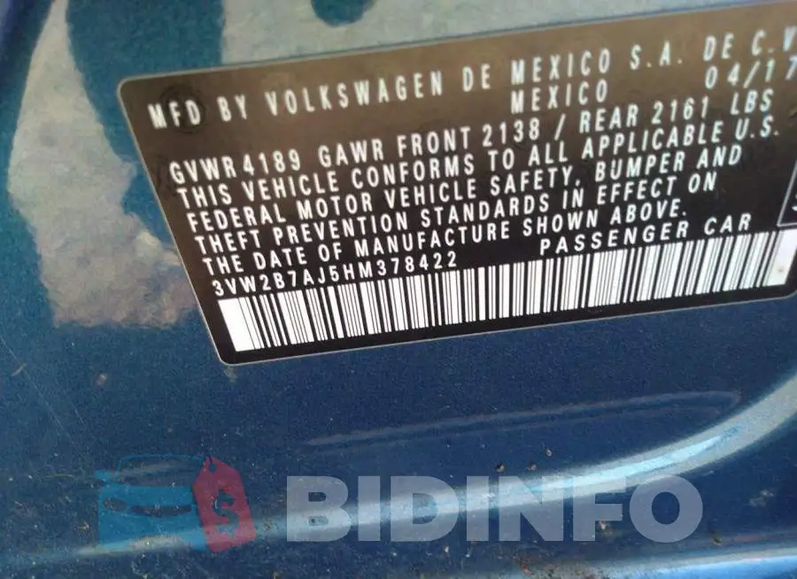 3VW2B7AJ5HM378422 Photo# 9