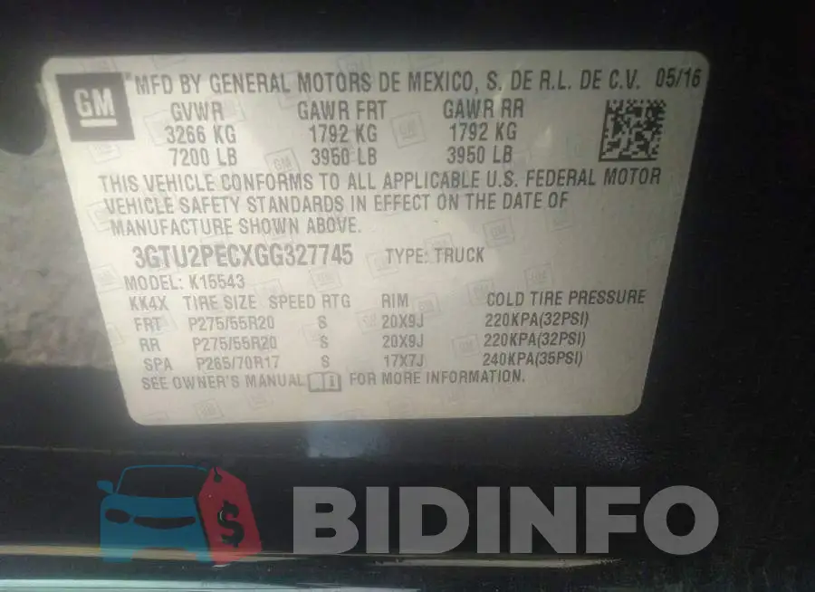 3GTU2PECXGG327745 Photo# 9
