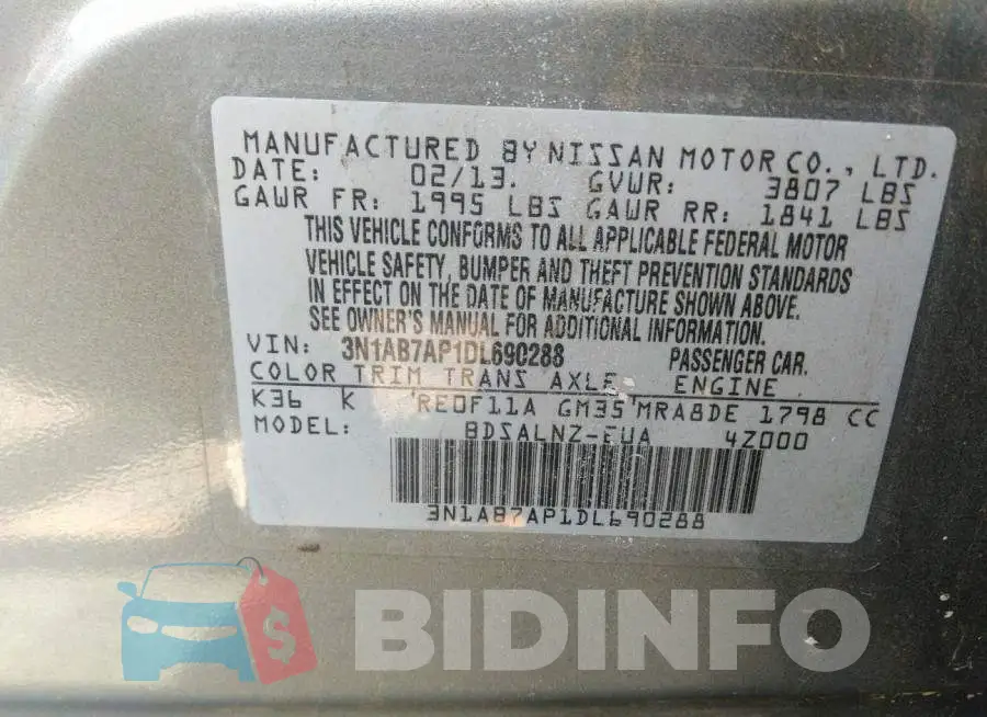 3N1AB7AP1DL690288 Photo# 9