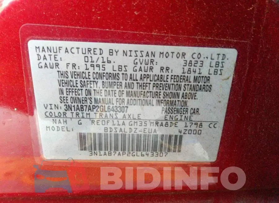 3N1AB7AP2GL643307 Photo# 9