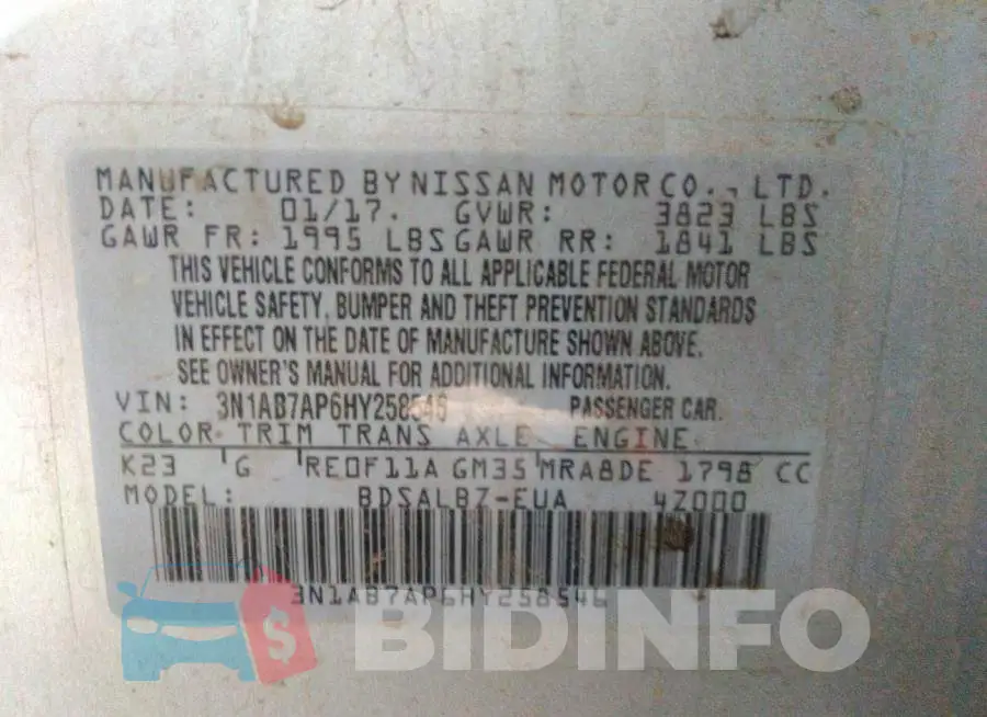 3N1AB7AP6HY258546 Photo# 9