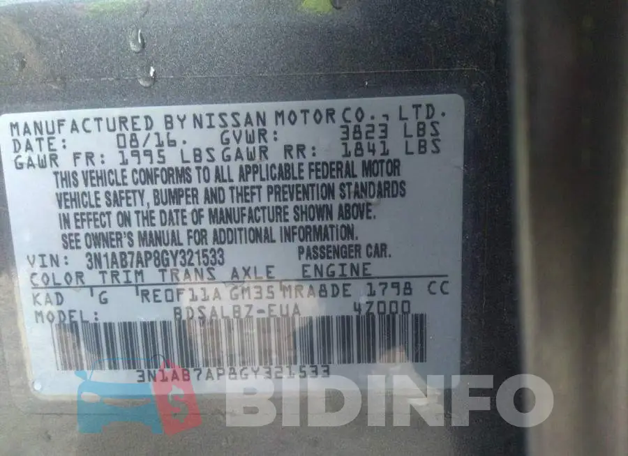 3N1AB7AP8GY321533 Photo# 9