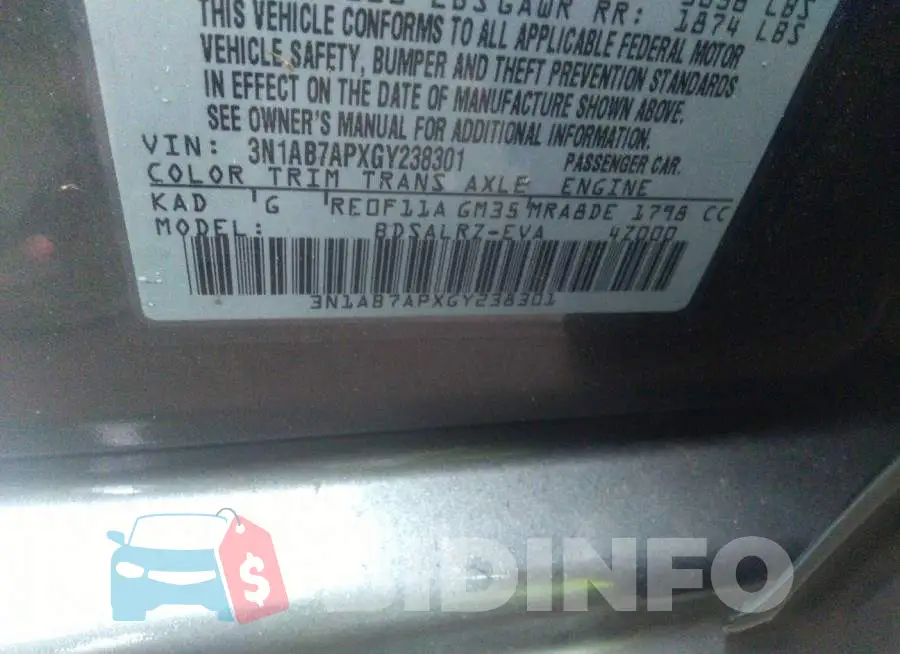 3N1AB7APXGY238301 Photo# 9