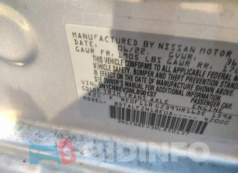 3N1CN8EV3NL850137 Photo# 9