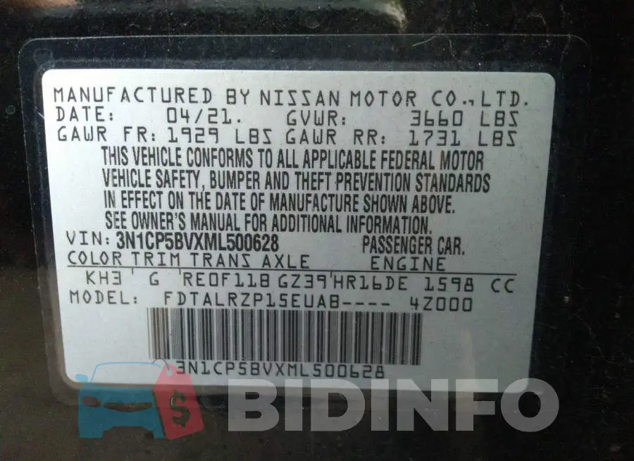 3N1CP5BVXML500628 Photo# 9