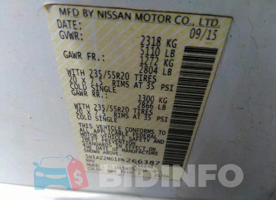 5N1AZ2MG1FN266387 Photo# 9