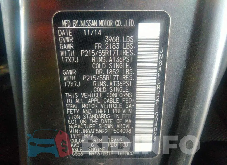 JN8AF5MR2FT504098 Photo# 9