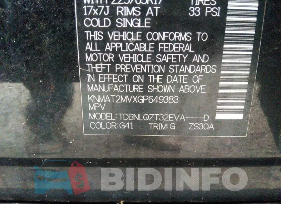 KNMAT2MVXGP649383 Photo# 9
