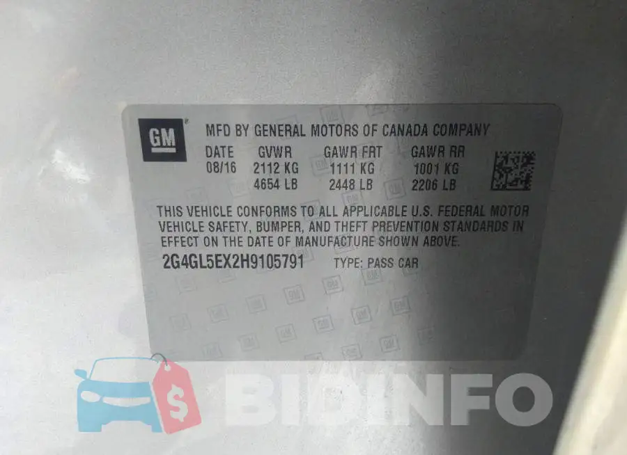 2G4GL5EX2H9105791 Photo# 9