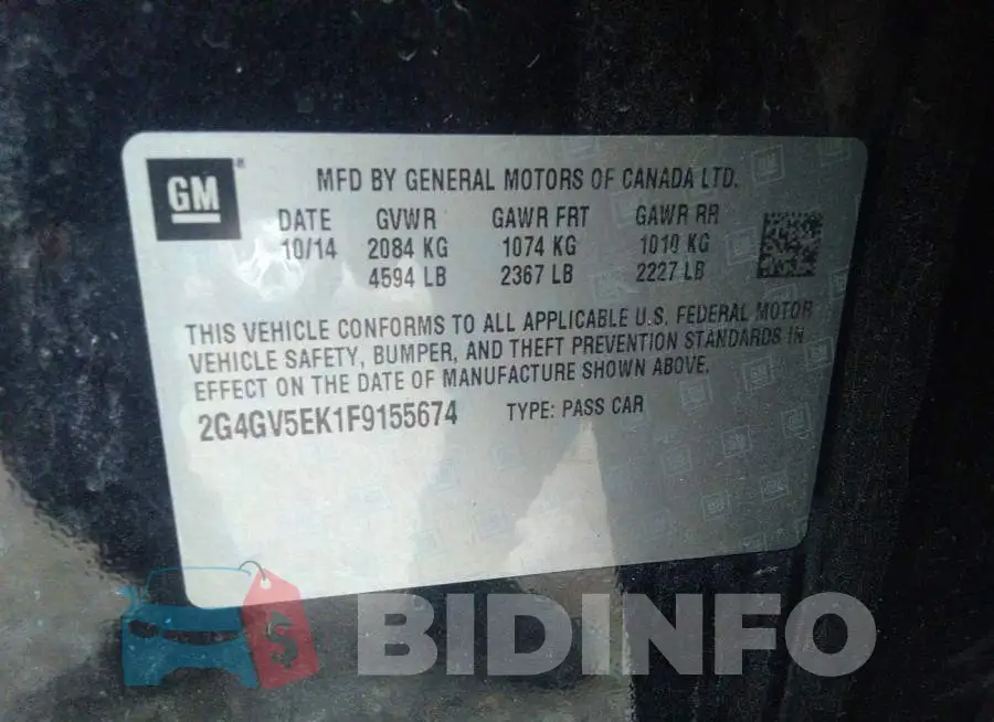 2G4GV5EK1F9155674 Photo# 9