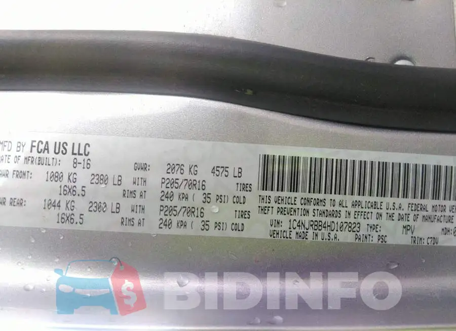 1C4NJRBB4HD107823 Photo# 9
