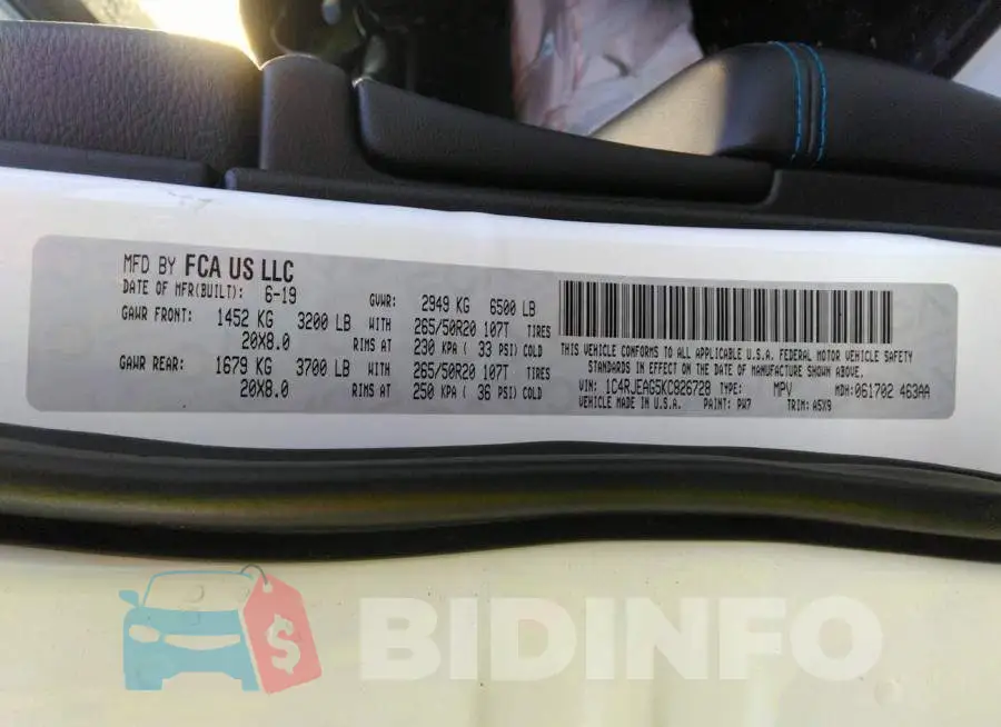 1C4RJEAG5KC826728 Photo# 9