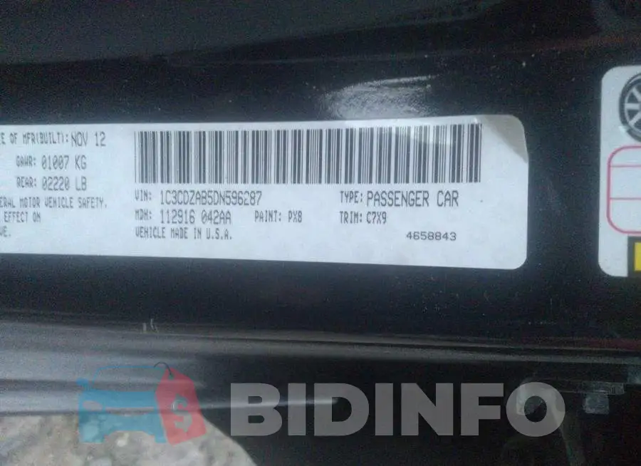 1C3CDZAB5DN596287 Photo# 9