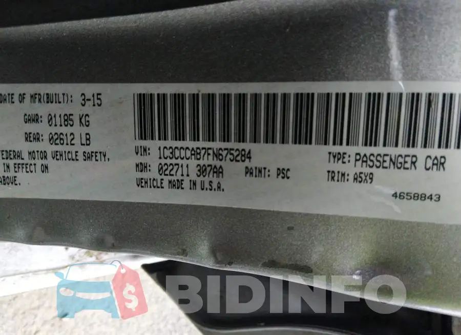 1C3CCCAB7FN675284 Photo# 9