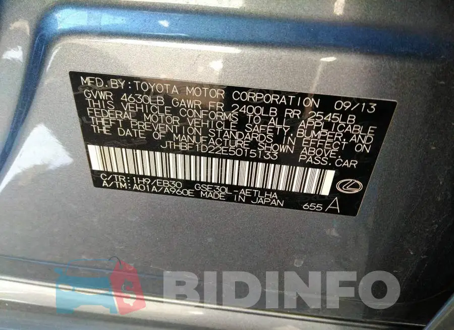 JTHBF1D22E5015133 Photo# 9