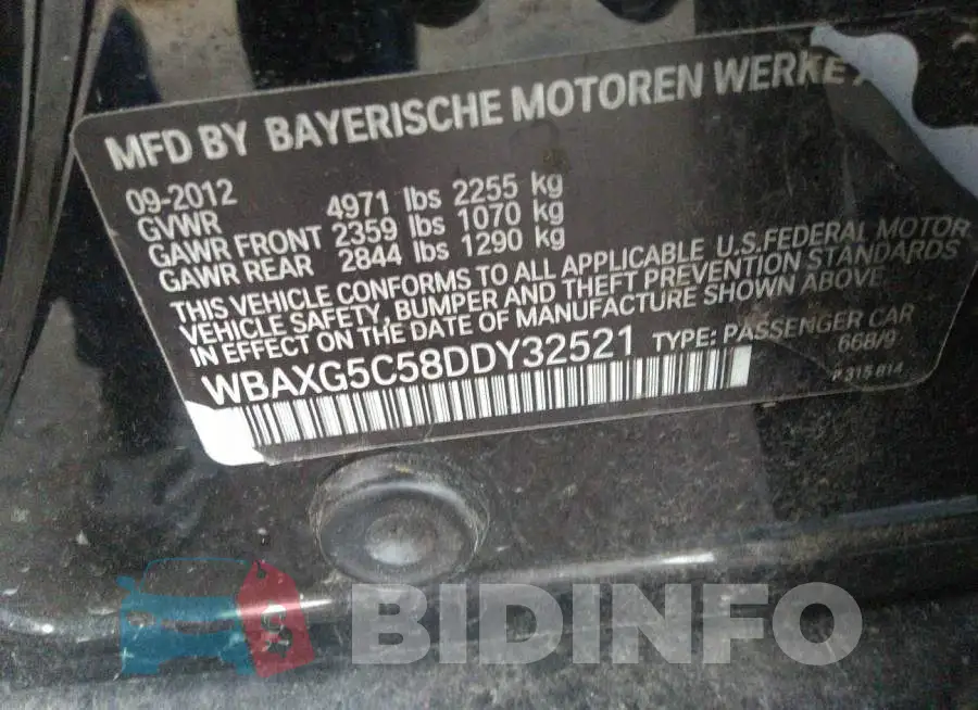 WBAXG5C58DDY32521 Photo# 9