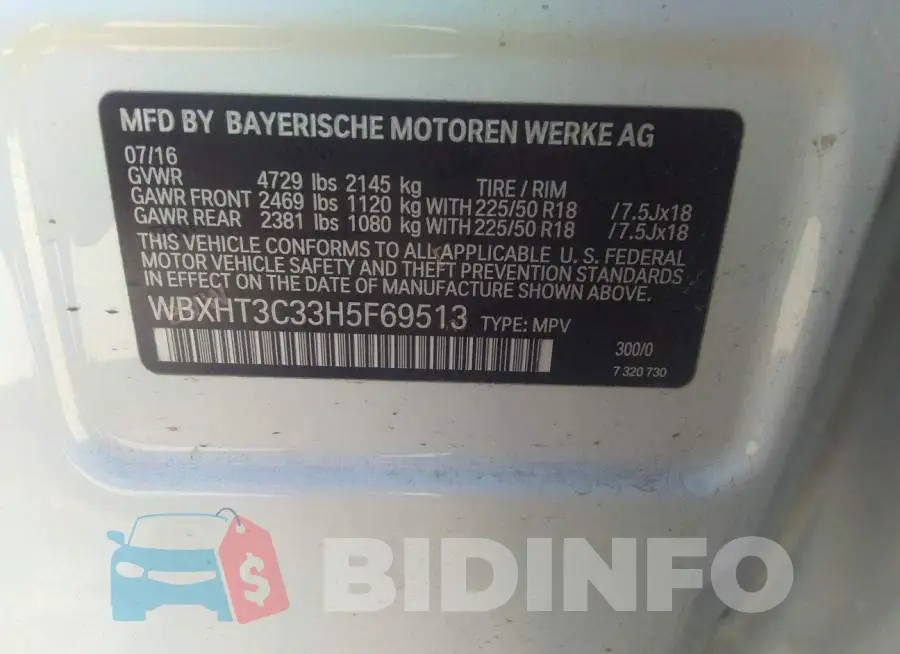 WBXHT3C33H5F69513 Photo# 9