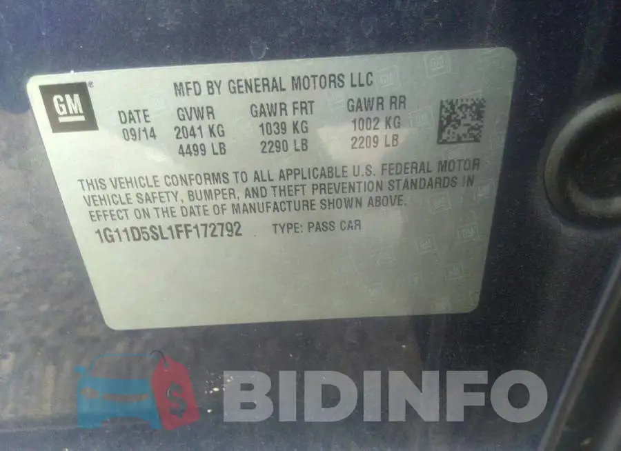 1G11D5SL1FF172792 Photo# 9