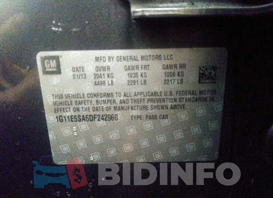 1G11E5SA6DF242960 Photo# 9