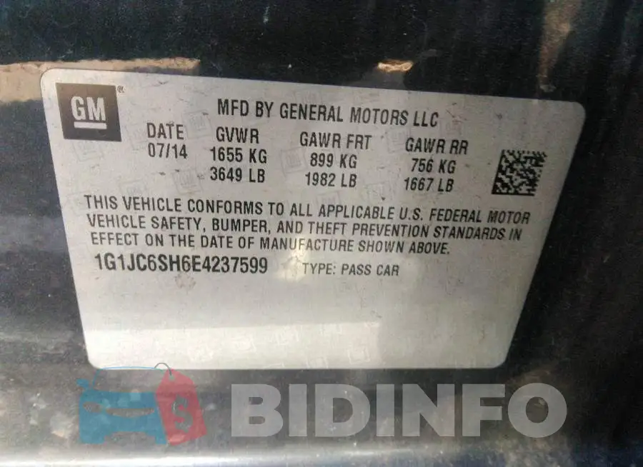 1G1JC6SH6E4237599 Photo# 9