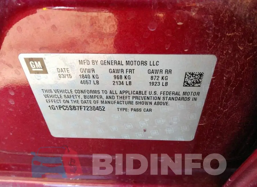 1G1PC5SB7F7230452 Photo# 9
