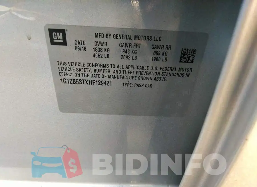 1G1ZB5STXHF129421 Photo# 9