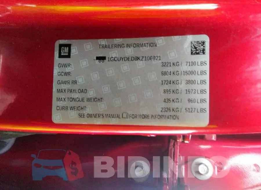 1GCUYDED8KZ106921 Photo# 9