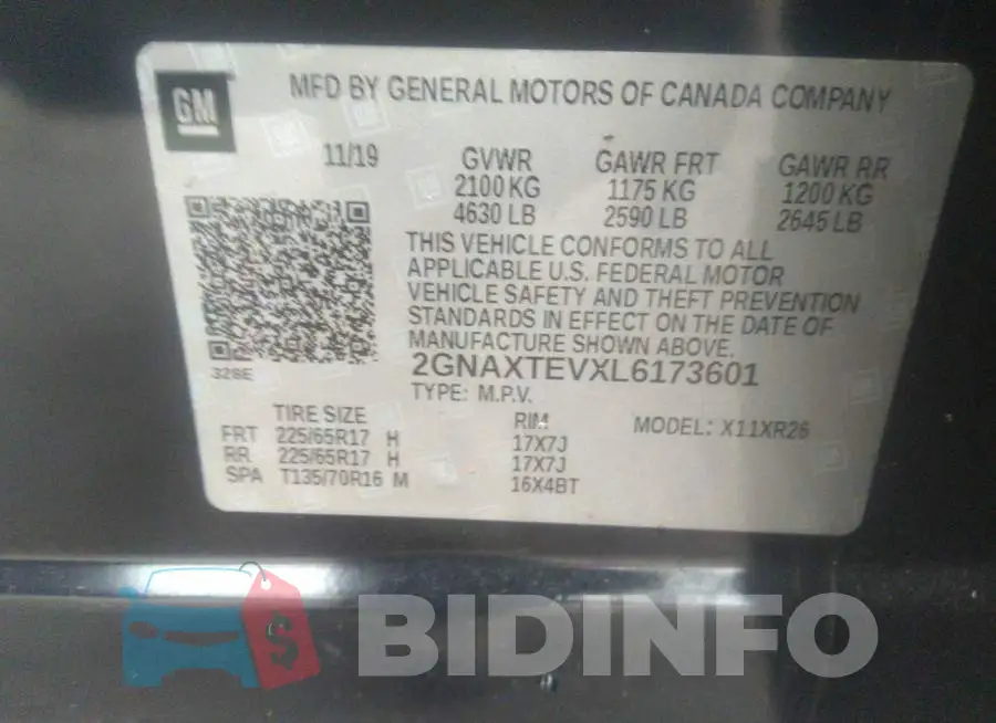 2GNAXTEVXL6173601 Photo# 9