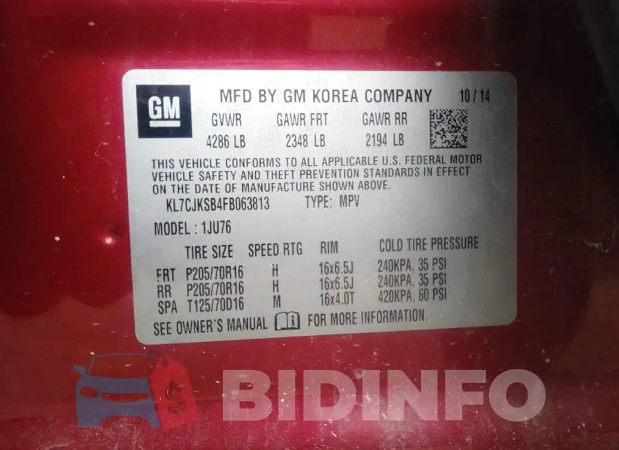 KL7CJKSB4FB063813 Photo# 9