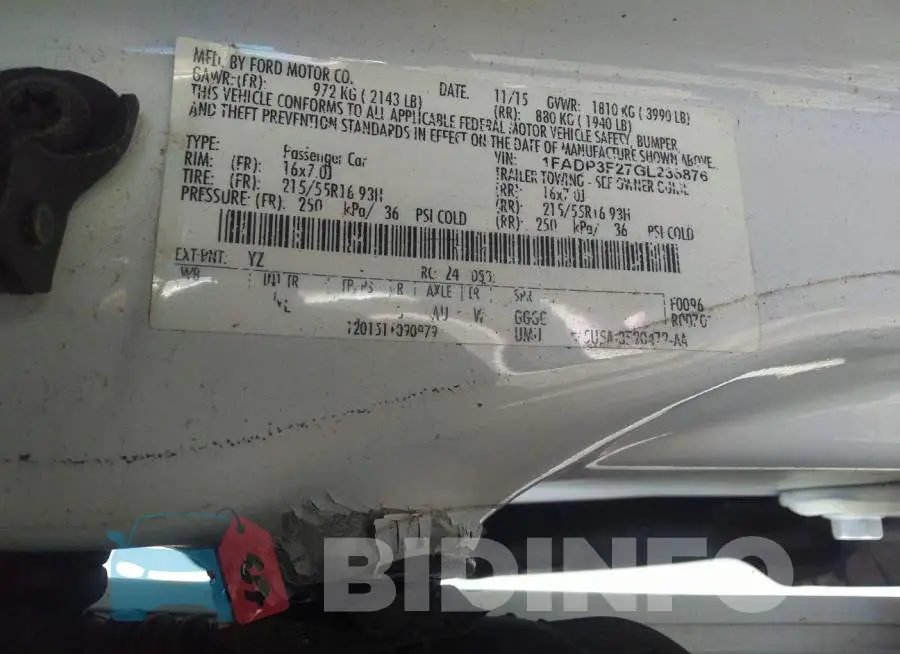 1FADP3F27GL236876 Photo# 7