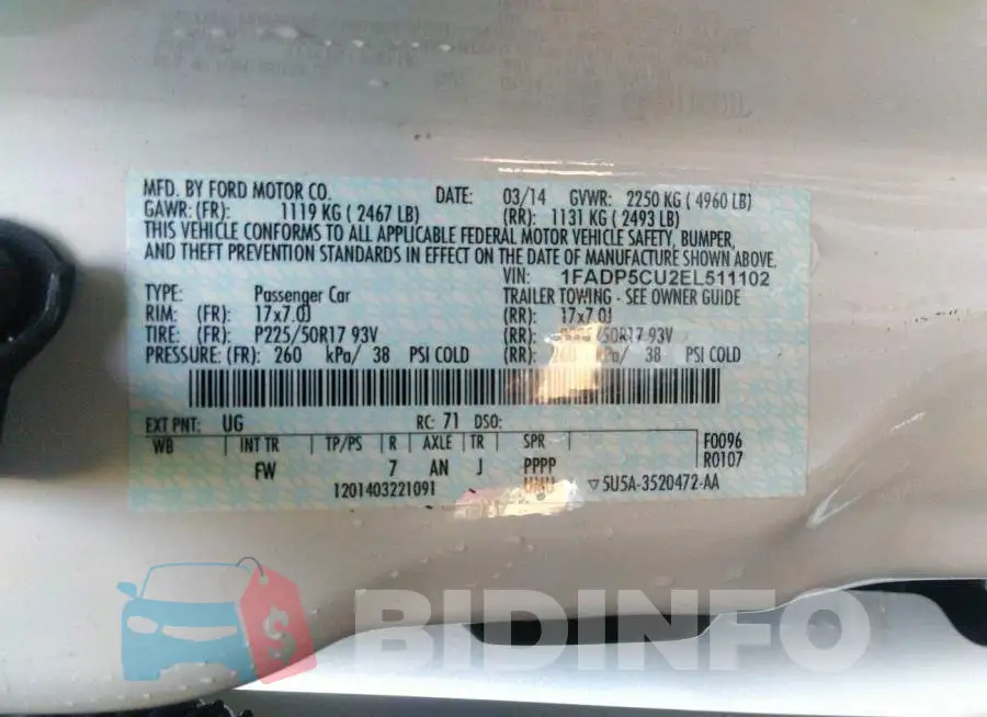 1FADP5CU2EL511102 Photo# 9