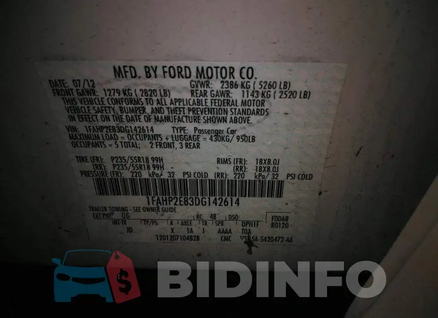 1FAHP2E83DG142614 Photo# 9