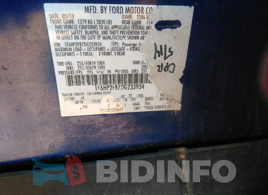 1FAHP2F87DG233934 Photo# 9