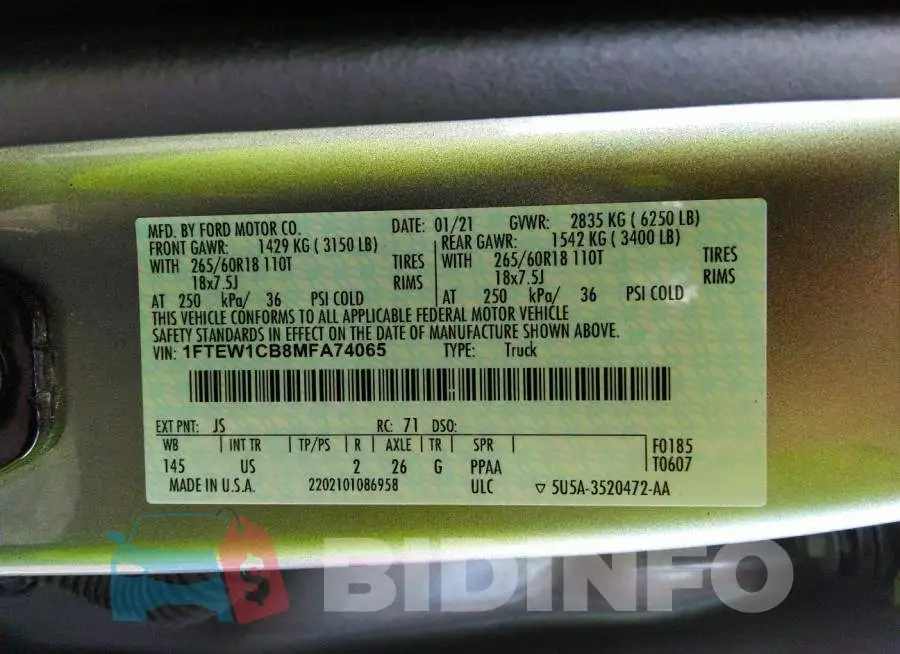1FTEW1CB8MFA74065 Photo# 9