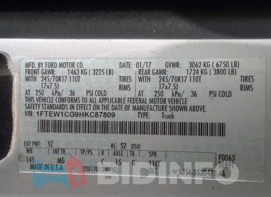 1FTEW1CG9HKC87809 Photo# 9