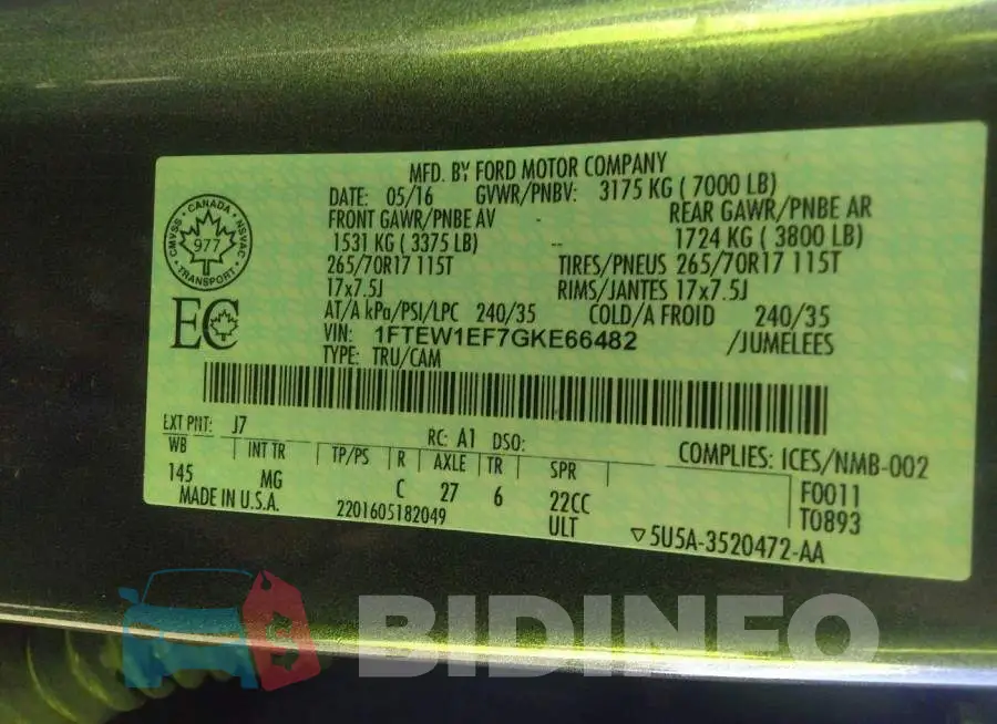1FTEW1EF7GKE66482 Photo# 9