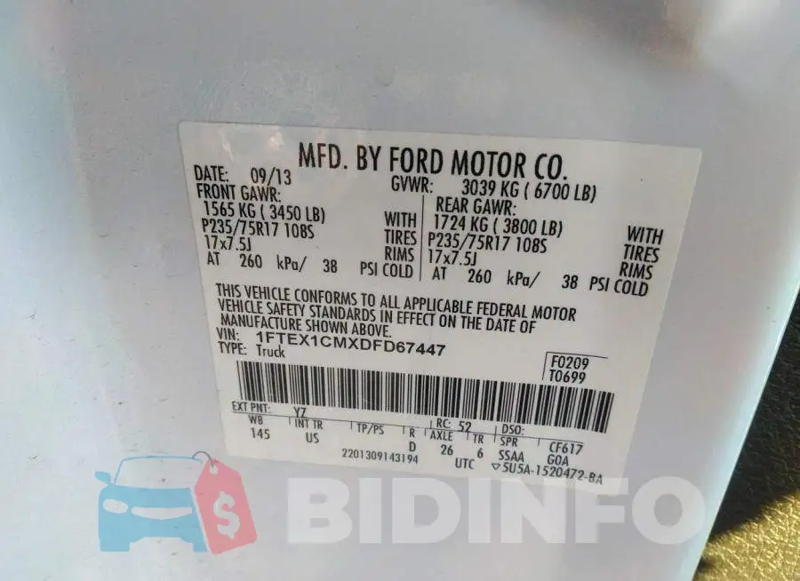 1FTEX1CMXDFD67447 Photo# 9