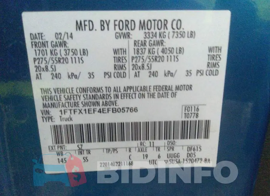 1FTFX1EF4EFB05766 Photo# 9