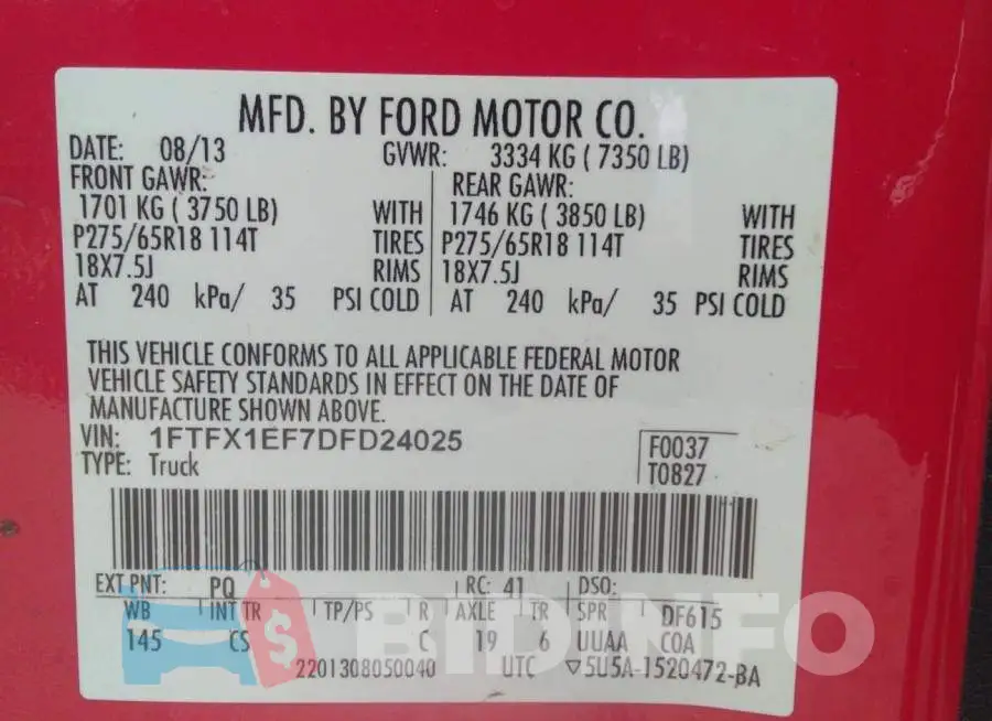 1FTFX1EF7DFD24025 Photo# 9