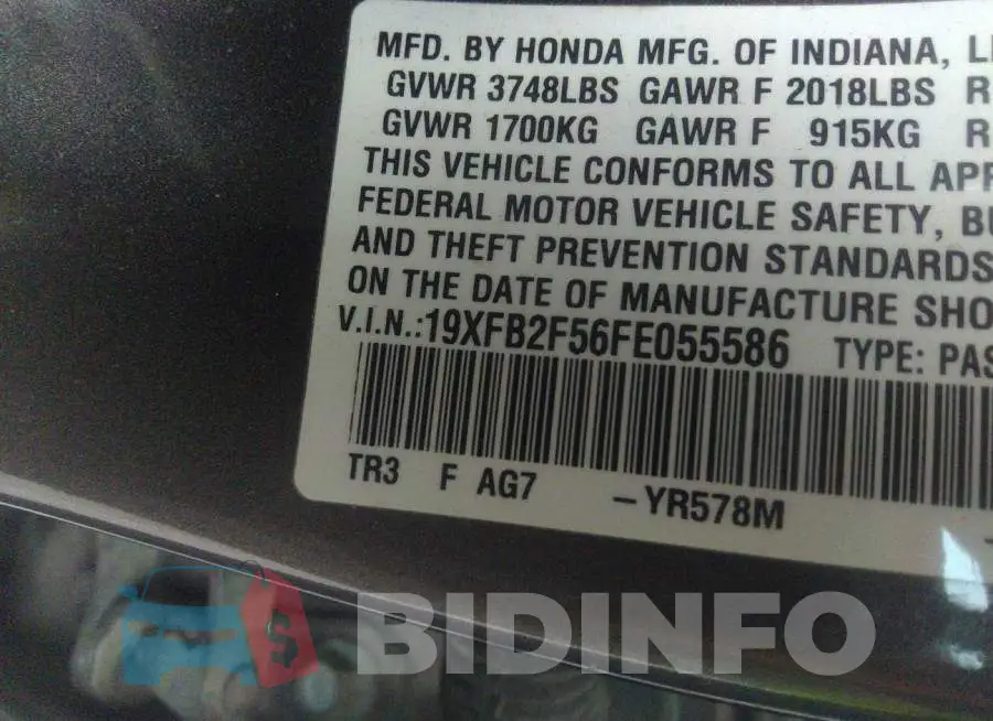 19XFB2F56FE055586 Photo# 9